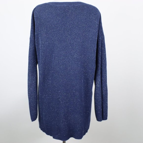 a.n.a Womens XL Metallic Side Lace-Up Crew Knit Sweater - Picture 2 of 5